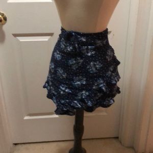 Blue Floral Wrap Skirt